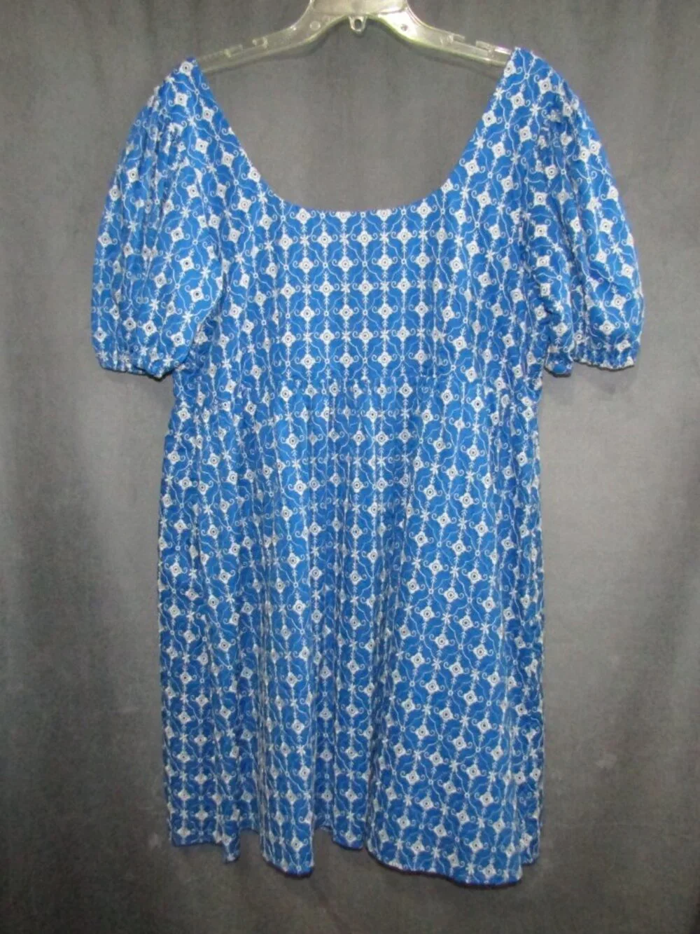 Rhode x Target Blue Eyelet Puff Sleeve Mini Dress Size L Babydoll Lined New Tag - Picture 6 of 13